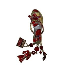 😍2/$20 Red Flip Flop Sandal Shoe Charm Brooch Pin